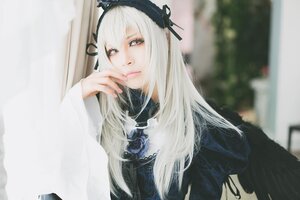 Rating: Safe Score: 0 Tags: 1girl bangs blurry blurry_background closed_mouth depth_of_field dress flower hairband hand_up long_hair long_sleeves looking_at_viewer ribbon rose solo suigintou upper_body User: admin