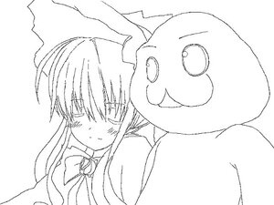 Rating: Safe Score: 0 Tags: 1girl bangs blush greyscale image lineart monochrome shinku simple_background smile solo upper_body white_background User: admin