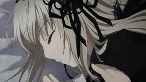 Rating: Safe Score: 0 Tags: 1girl black_ribbon closed_eyes hair_ribbon image long_hair lying on_side profile ribbon sleeping solo suigintou User: admin