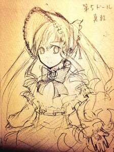 Rating: Safe Score: 0 Tags: 1girl bonnet dress frills image long_hair looking_at_viewer monochrome shinku sketch solo traditional_media twintails User: admin