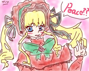 Rating: Safe Score: 0 Tags: 1girl blonde_hair blue_eyes blush bonnet dress flower frills image long_hair long_sleeves shinku solo tears User: admin