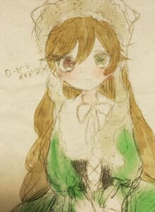 Rating: Safe Score: 0 Tags: 1girl bangs blush brown_hair closed_mouth dress eyebrows_visible_through_hair green_dress green_eyes hat head_scarf image long_hair long_sleeves solo suiseiseki very_long_hair User: admin