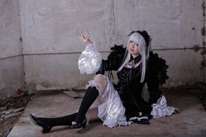 Rating: Safe Score: 0 Tags: 1girl black_legwear dress frills gothic_lolita high_heels kneehighs lolita_fashion long_hair long_sleeves nail_polish shoes silver_hair sitting solo suigintou very_long_hair User: admin