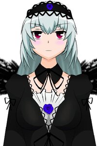 Rating: Safe Score: 0 Tags: 1girl black_dress blue_flower blue_rose blurry blush dress flower frills hairband image lolita_fashion lolita_hairband long_sleeves looking_at_viewer red_eyes rose silver_hair simple_background solo suigintou upper_body white_background User: admin