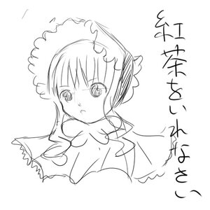 Rating: Safe Score: 0 Tags: 1girl bangs blush closed_mouth eyebrows_visible_through_hair greyscale image long_hair looking_at_viewer monochrome shinku simple_background sketch solo white_background User: admin