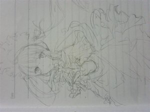 Rating: Safe Score: 0 Tags: 1girl bow greyscale image long_hair long_sleeves monochrome shinku sketch solo User: admin