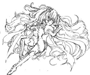 Rating: Safe Score: 0 Tags: 1girl bare_shoulders full_body greyscale image kirakishou long_hair monochrome sketch solo twintails very_long_hair white_background User: admin