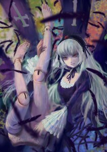 Rating: Safe Score: 0 Tags: 1girl barefoot black_dress black_ribbon blurry blurry_foreground commentary_request depth_of_field doll_joints dress feathers flower frills hairband horror_(theme) image joints lolita_hairband long_hair long_sleeves looking_at_viewer misawa_hiroshi nail_polish photoshop_(medium) purple_nails red_eyes ribbon rose rozen_maiden silver_hair smile solo suigintou very_long_hair white_hair wings User: admin