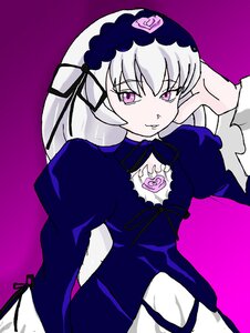 Rating: Safe Score: 0 Tags: 1girl black_dress dress flower gothic_lolita hairband image juliet_sleeves lolita_hairband long_hair long_sleeves looking_at_viewer puffy_sleeves purple_background purple_eyes rose silver_hair simple_background solo suigintou wings User: admin