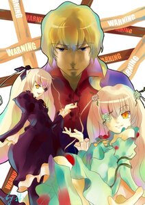 Rating: Safe Score: 0 Tags: 1boy 2girls barasuishou blonde_hair blue_eyes dress eyepatch flower image kirakishou long_hair multiple_girls pair ribbon rose siblings yellow_eyes User: admin