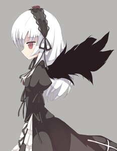 Rating: Safe Score: 0 Tags: 1girl bangs black_dress black_ribbon black_wings closed_mouth dress frills grey_background hairband image juliet_sleeves long_hair long_sleeves profile puffy_sleeves red_eyes ribbon rose silver_hair simple_background solo standing suigintou wings User: admin