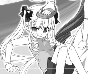 Rating: Safe Score: 0 Tags: 1girl anger_vein bandages dress greyscale image long_hair monochrome shinku solo twintails User: admin