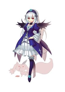 Rating: Safe Score: 0 Tags: 1girl black_wings dress feathers frills full_body hairband image long_hair long_sleeves red_eyes ribbon rose solo standing suigintou thighhighs wings User: admin