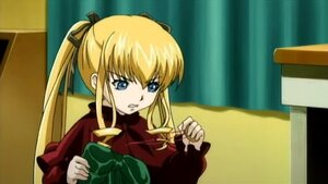 Rating: Safe Score: 0 Tags: 1girl auto_tagged blonde_hair blue_eyes bow bowtie clenched_teeth dress green_bow hair_ribbon image long_hair long_sleeves looking_at_viewer possible_duplicate red_dress shinku sidelocks solo twintails upper_body User: admin