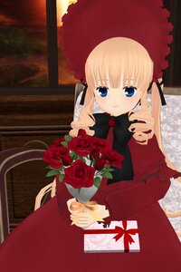 Rating: Safe Score: 0 Tags: 1girl blonde_hair blue_eyes bouquet dress drill_hair flower hair_ribbon image long_hair long_sleeves looking_at_viewer red_dress red_flower red_rose ribbon rose shinku smile solo twin_drills twintails User: admin