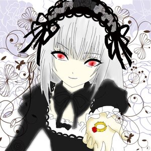 Rating: Safe Score: 0 Tags: 1girl bug butterfly dress flower hairband image insect lolita_hairband long_hair looking_at_viewer red_eyes ribbon rose silver_hair smile solo suigintou User: admin