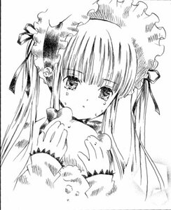 Rating: Safe Score: 0 Tags: 1girl animal_ears bangs blush cat_ears eating eyebrows_visible_through_hair food greyscale image long_hair long_sleeves monochrome shinku simple_background solo upper_body white_background User: admin