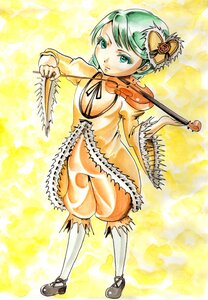 Rating: Safe Score: 0 Tags: 1girl breasts dress full_body green_hair image kanaria long_sleeves shoes short_hair solo standing violin User: admin