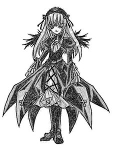 Rating: Safe Score: 0 Tags: 1girl auto_tagged dress frills full_body greyscale hairband image long_hair long_sleeves looking_at_viewer monochrome possible_duplicate rose simple_background solo standing suigintou white_background wings User: admin