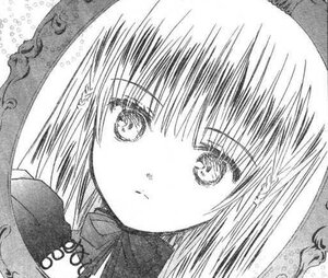 Rating: Safe Score: 0 Tags: 1girl bangs closed_mouth eyebrows_visible_through_hair greyscale image looking_at_viewer monochrome ribbon simple_background solo suigintou User: admin