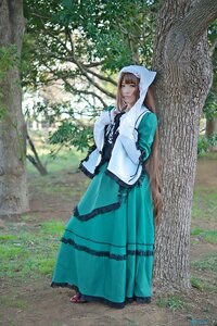 Rating: Safe Score: 0 Tags: 1girl blue_eyes brown_hair day dress forest hood long_hair looking_at_viewer nature outdoors solo standing suiseiseki tree User: admin