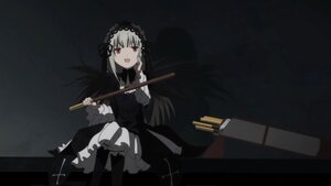 Rating: Safe Score: 0 Tags: 1girl :d auto_tagged black_dress dress frills gothic_lolita hairband holding image lolita_fashion lolita_hairband long_hair long_sleeves open_mouth red_eyes sitting smile solo suigintou User: admin