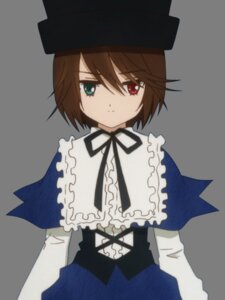 Rating: Safe Score: 0 Tags: 1girl brown_hair camera capelet closed_mouth dress expressionless frills hat heterochromia image long_sleeves looking_at_viewer red_eyes ribbon short_hair solo souseiseki transparent_background User: admin