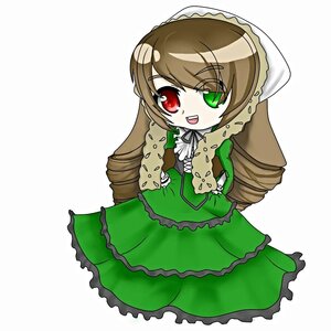 Rating: Safe Score: 0 Tags: 1girl :d brown_hair dress drill_hair frills green_dress green_eyes heterochromia image long_hair long_sleeves looking_at_viewer open_mouth red_eyes ribbon simple_background smile solo suiseiseki twintails very_long_hair white_background User: admin