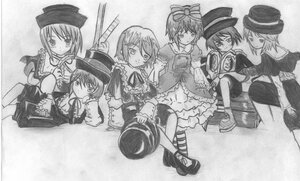 Rating: Safe Score: 0 Tags: bow dress frills greyscale hat image instrument lunasa_prismriver lyrica_prismriver merlin_prismriver monochrome multiple_girls shoes short_hair sisters sitting solo souseiseki top_hat violin User: admin