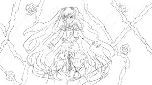 Rating: Safe Score: 0 Tags: 1girl boots dress flower greyscale image kirakishou lineart long_hair monochrome rose smile solo twintails very_long_hair User: admin