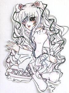 Rating: Safe Score: 0 Tags: 1girl dress eyepatch flower frills hair_flower hair_ornament image kirakishou long_hair rose sitting solo thorns traditional_media twintails very_long_hair vines User: admin