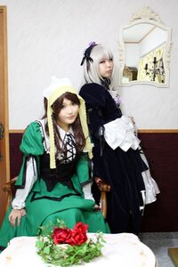 Rating: Safe Score: 0 Tags: 2girls blonde_hair brown_hair dress flower frills green_dress long_hair long_sleeves looking_at_viewer multiple_cosplay multiple_girls painting_(object) photo silver_hair sitting suigintou suiseiseki tagme User: admin