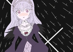 Rating: Safe Score: 0 Tags: +_+ 1girl bangs black_wings blush dress eyebrows_visible_through_hair feathered_wings image juliet_sleeves long_hair long_sleeves looking_at_viewer pink_eyes puffy_sleeves simple_background solo sparkle sparkle_background sparkling_eyes suigintou upper_body wings User: admin