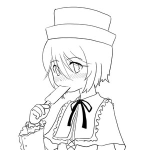 Rating: Safe Score: 0 Tags: 1girl bare_shoulders blush eating eyebrows_visible_through_hair food frills greyscale hat image long_sleeves monochrome neck_ribbon popsicle ribbon short_hair solo souseiseki upper_body User: admin