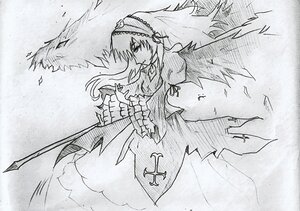 Rating: Safe Score: 0 Tags: 1girl black_wings dress feathered_wings flower frills greyscale hairband image long_hair long_sleeves monochrome rose simple_background solo suigintou wings User: admin