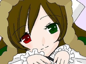 Rating: Safe Score: 0 Tags: 1girl brown_hair closed_mouth dress frills green_eyes image long_sleeves looking_at_viewer solo suiseiseki User: admin