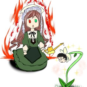 Rating: Safe Score: 0 Tags: 1girl brown_hair dress green_dress green_eyes heterochromia image long_hair long_sleeves open_mouth plant red_eyes ribbon simple_background solo sparkle suiseiseki watering_can white_background User: admin