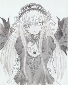 Rating: Safe Score: 0 Tags: 1girl :p black_wings detached_collar dress feathered_wings frills greyscale hairband image long_hair long_sleeves looking_at_viewer monochrome ribbon solo suigintou tongue_out traditional_media upper_body wings User: admin