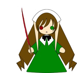 Rating: Safe Score: 0 Tags: 1girl :o brown_hair dress green_dress green_eyes heterochromia holding image long_hair open_mouth red_eyes simple_background solo standing suiseiseki User: admin