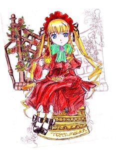 Rating: Safe Score: 0 Tags: 1girl auto_tagged blonde_hair blue_eyes bonnet bow bowtie cup dress flower full_body green_bow image long_hair long_sleeves looking_at_viewer red_dress rose saucer shinku sitting solo teacup twintails very_long_hair User: admin
