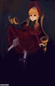 Rating: Safe Score: 0 Tags: 1girl blonde_hair blue_eyes bonnet bow bowtie dress full_body green_bow image long_hair long_sleeves looking_at_viewer red_dress rose shinku shoes sitting solo twintails very_long_hair User: admin