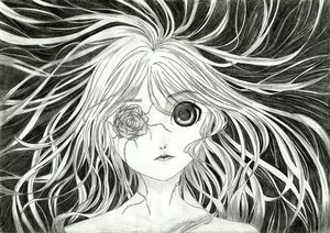 Rating: Safe Score: 0 Tags: 1girl black_background eyelashes flower image kirakishou long_hair looking_at_viewer millipen_(medium) monochrome rose solo traditional_media User: admin