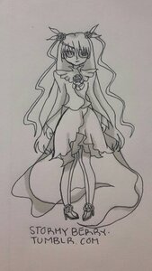 Rating: Safe Score: 0 Tags: 1girl barasuishou brooch dress flower hair_ornament image long_hair monochrome rose solo traditional_media twintails very_long_hair User: admin