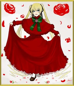 Rating: Safe Score: 0 Tags: 1girl blonde_hair blue_eyes blush capelet dress flower green_neckwear hair_ribbon image long_hair looking_at_viewer open_mouth pantyhose petals ribbon rose rose_petals shinku shoes smile solo twintails User: admin