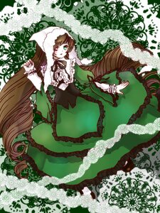 Rating: Safe Score: 0 Tags: 1girl brown_hair dress frills green_dress green_eyes heterochromia image long_hair long_sleeves solo suiseiseki twintails very_long_hair User: admin