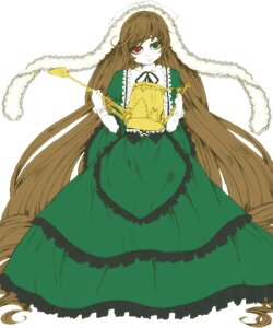 Rating: Safe Score: 0 Tags: 1girl brown_hair dress frills green_dress green_eyes heterochromia image long_hair long_sleeves looking_at_viewer red_eyes ribbon simple_background solo suiseiseki very_long_hair white_background User: admin