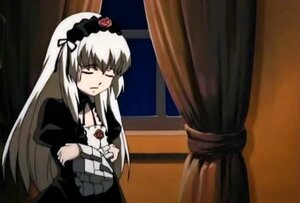 Rating: Safe Score: 0 Tags: 1girl black_dress closed_eyes closed_mouth curtains dress flower hairband image indoors long_hair long_sleeves ribbon rose solo suigintou upper_body very_long_hair window User: admin