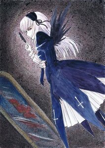 Rating: Safe Score: 0 Tags: 1girl dress frills hairband holding holding_weapon image juliet_sleeves long_hair long_sleeves profile puffy_sleeves solo standing suigintou weapon wings User: admin