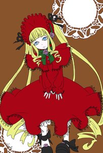 Rating: Safe Score: 0 Tags: 1girl blonde_hair blue_eyes bonnet bow bowtie capelet dress drill_hair flower full_body green_bow image long_hair long_sleeves looking_at_viewer red_dress rose shinku solo standing twintails very_long_hair User: admin