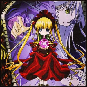 Rating: Safe Score: 0 Tags: 2girls barasuishou blonde_hair blue_eyes bonnet bow dress green_eyes image long_hair long_sleeves looking_at_viewer multiple_girls outstretched_arm pair red_dress rose shinku sidelocks twintails very_long_hair User: admin